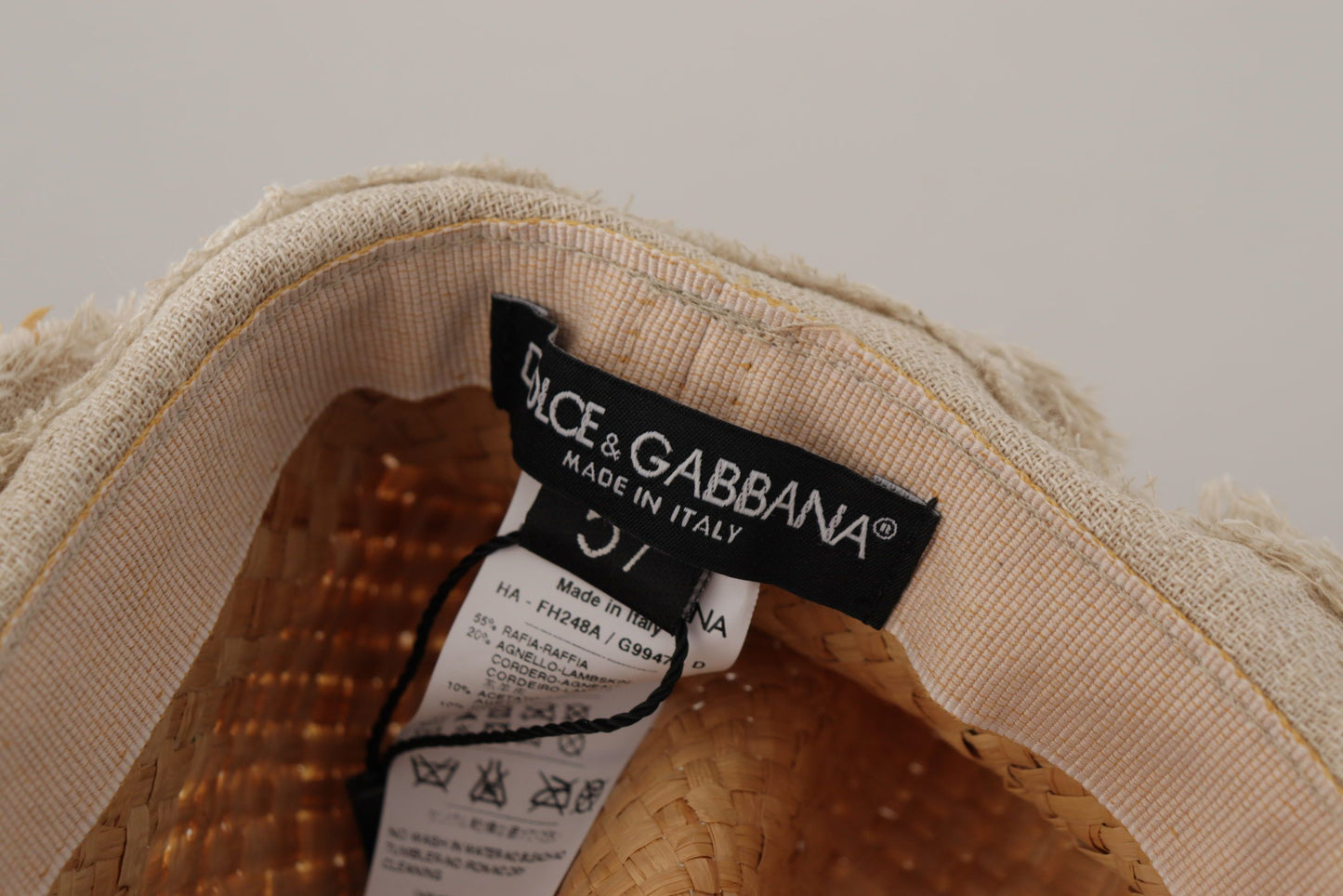Dolce & Gabbana – Strohhut mit gelbem Band und Blumenverzierung