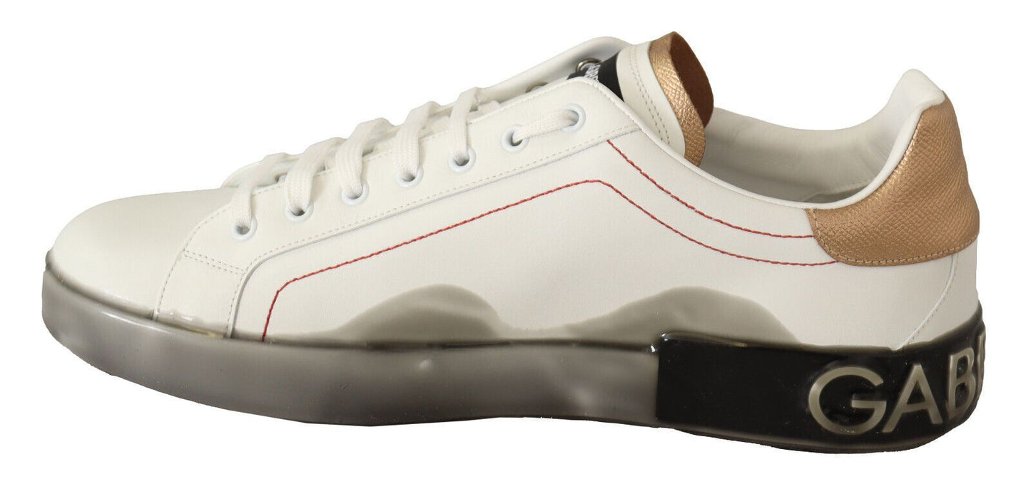 Dolce & Gabbana Weißgold Leder Low Top Sneakers Freizeitschuhe
