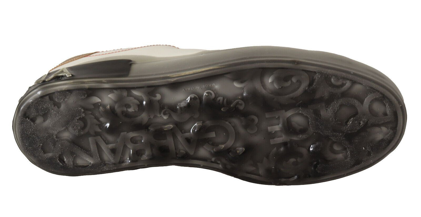 Dolce & Gabbana Weißgold Leder Low Top Sneakers Freizeitschuhe