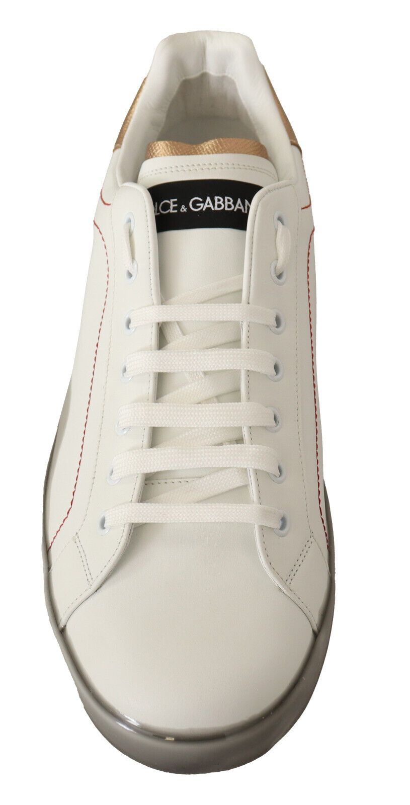 Dolce & Gabbana Weißgold Leder Low Top Sneakers Freizeitschuhe