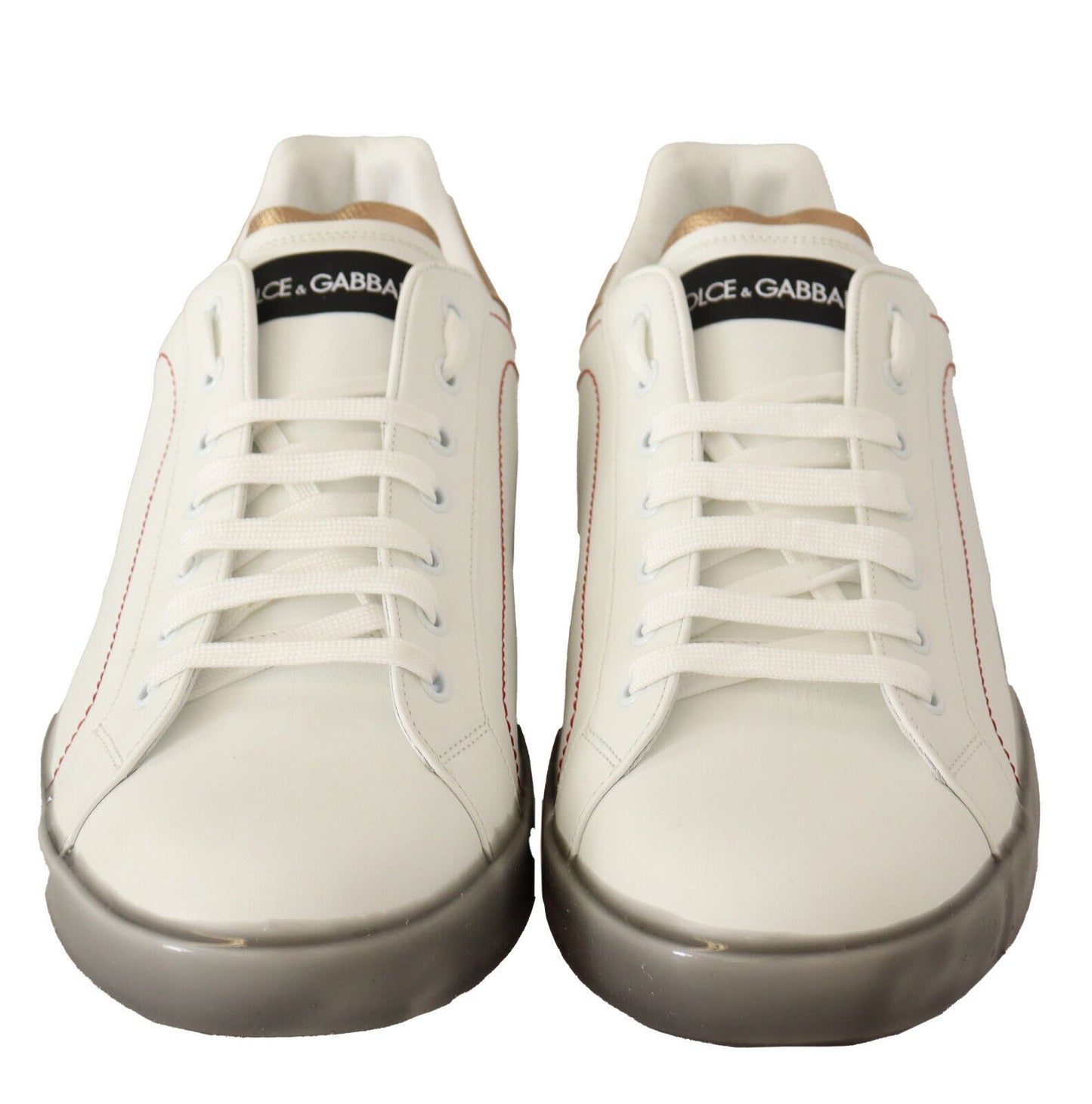 Dolce & Gabbana Weißgold Leder Low Top Sneakers Freizeitschuhe