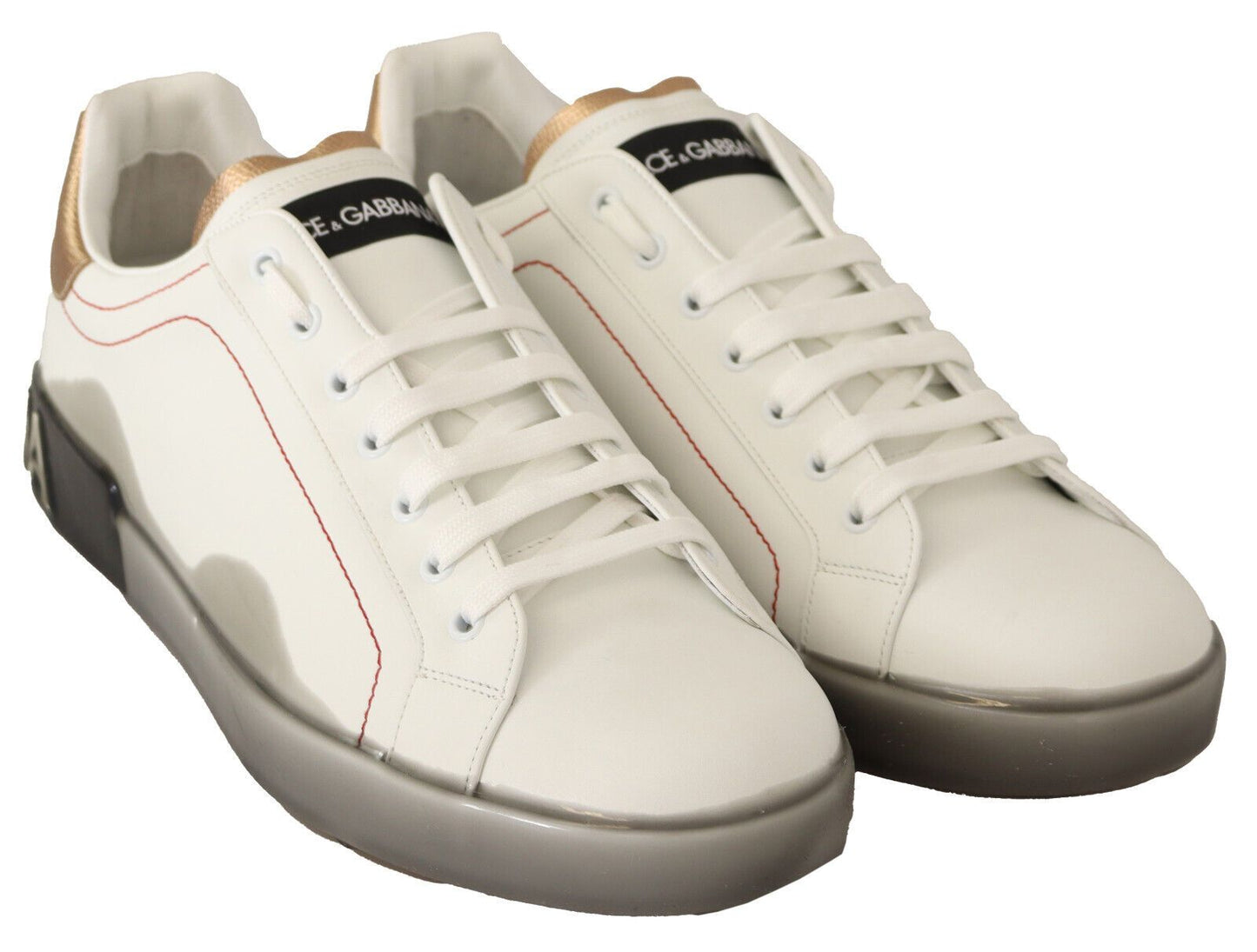 Dolce & Gabbana Weißgold Leder Low Top Sneakers Freizeitschuhe