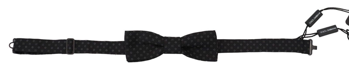 Dolce & Gabbana – Schwarze Papillon-Fliege aus Seide mit verstellbarem Halsausschnitt und Muster