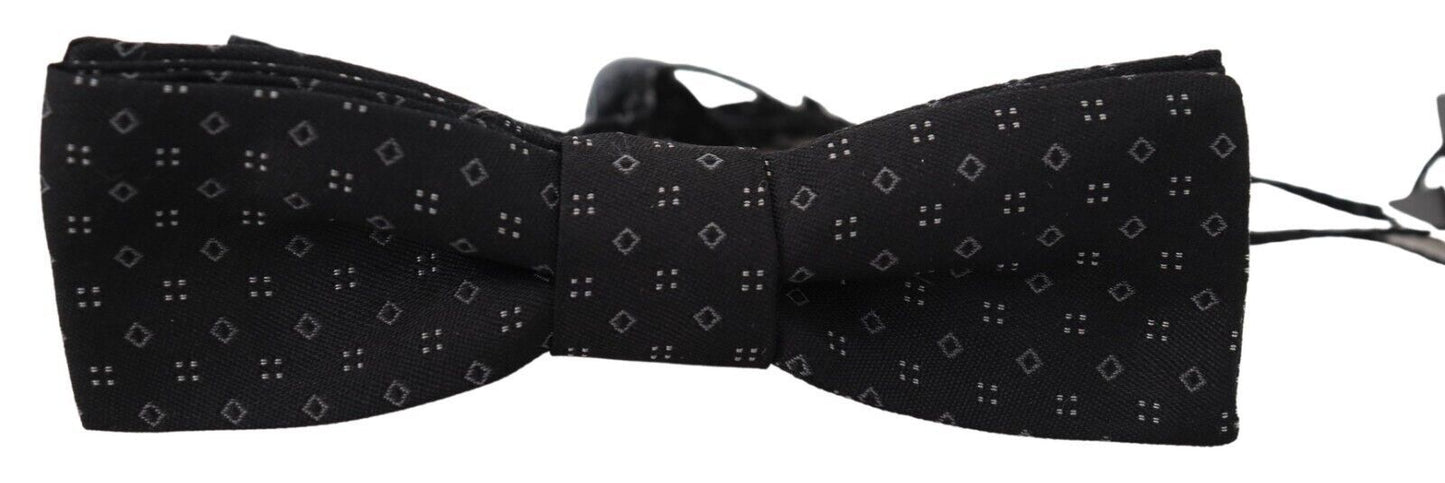 Dolce & Gabbana – Schwarze Papillon-Fliege aus Seide mit verstellbarem Halsausschnitt und Muster