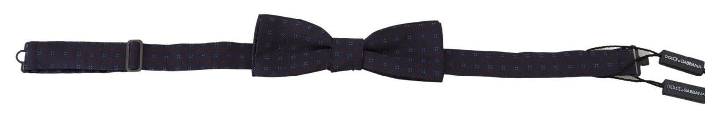 Dolce & Gabbana Blau gemusterte Papillon-Fliege aus Seide mit verstellbarem Hals