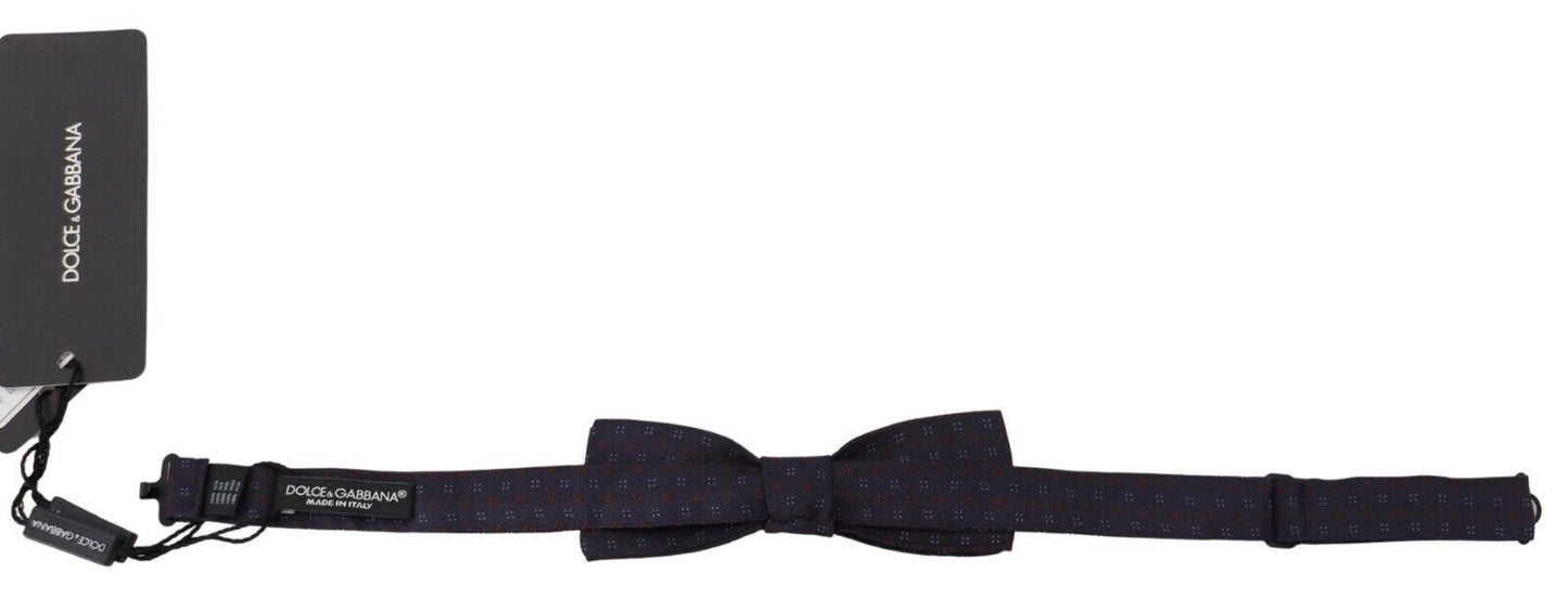 Dolce & Gabbana Blau gemusterte Papillon-Fliege aus Seide mit verstellbarem Hals