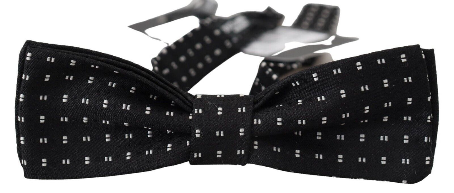 Dolce & Gabbana – Schwarze Seidenfliege mit gemustertem Papillon-Accessoire
