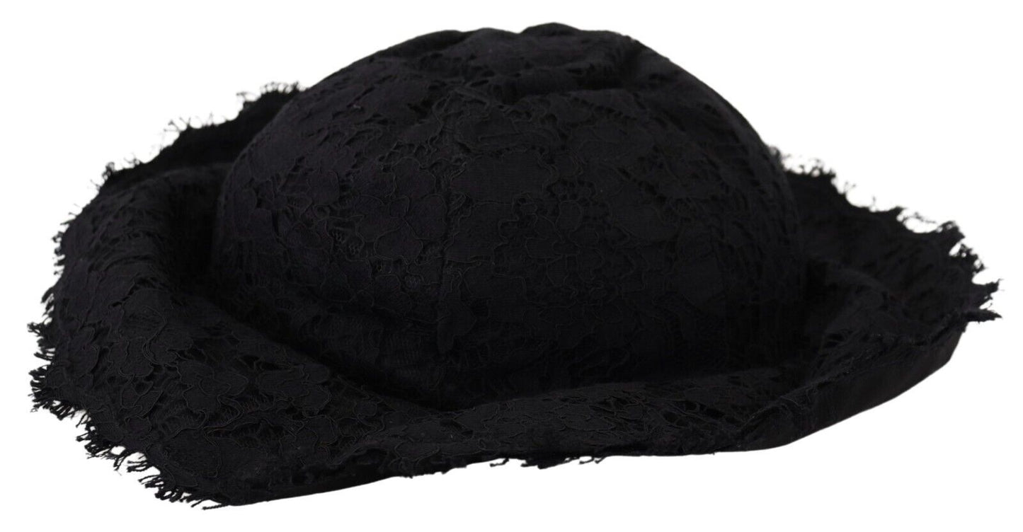 Dolce & Gabbana – Schwarzer Baumwollhut mit breiter Krempe