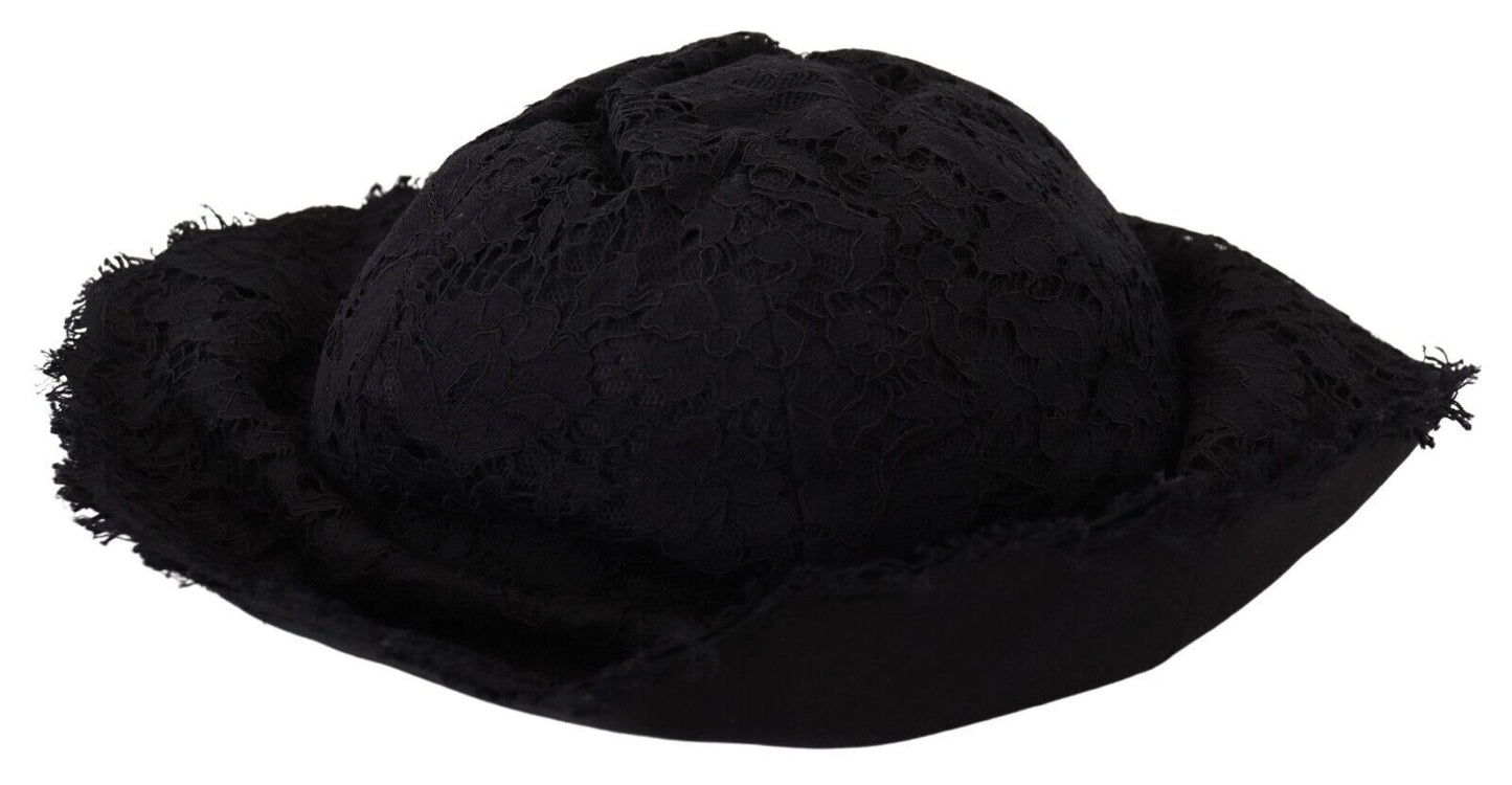 Dolce & Gabbana – Schwarzer Baumwollhut mit breiter Krempe