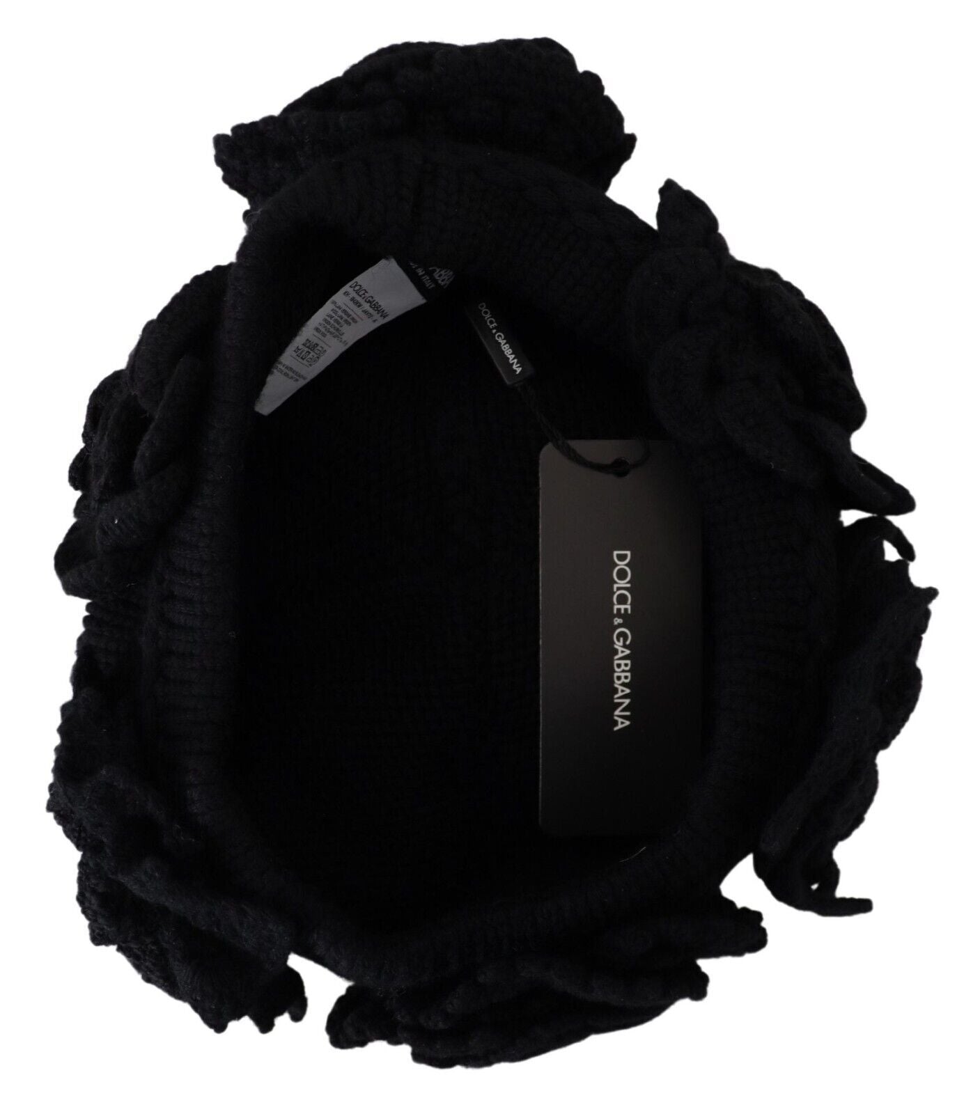 Dolce & Gabbana – Schwarze Wintermütze aus Wollstrick