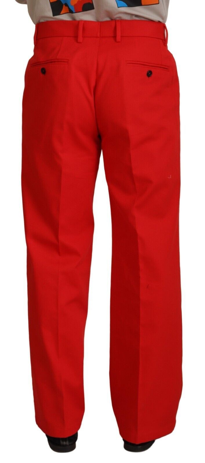 Dolce & Gabbana Rote Straight Fit Herrenhose Baumwollhose