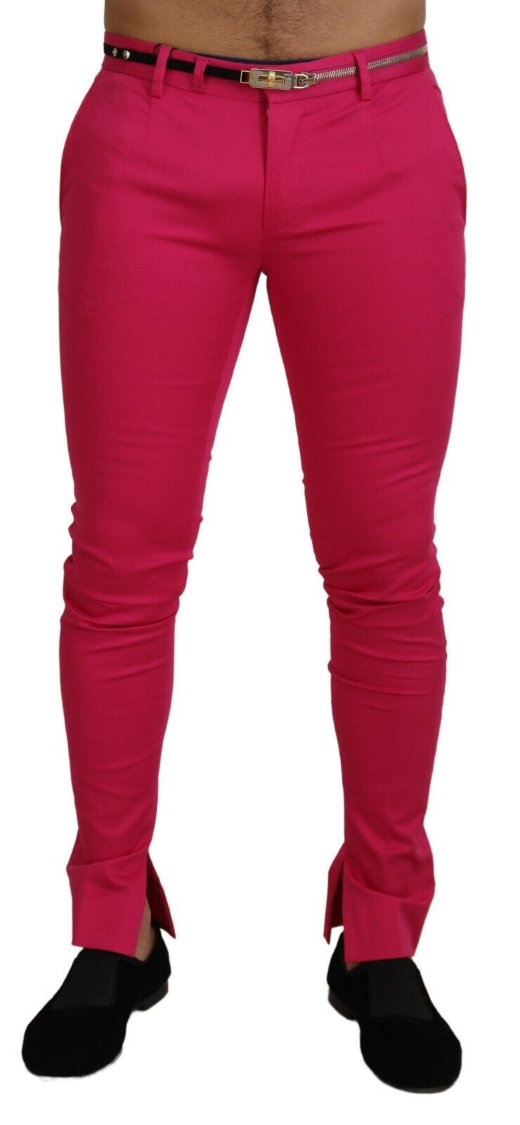 Dolce & Gabbana Rosa Hose mit Reißverschluss und Schnalle