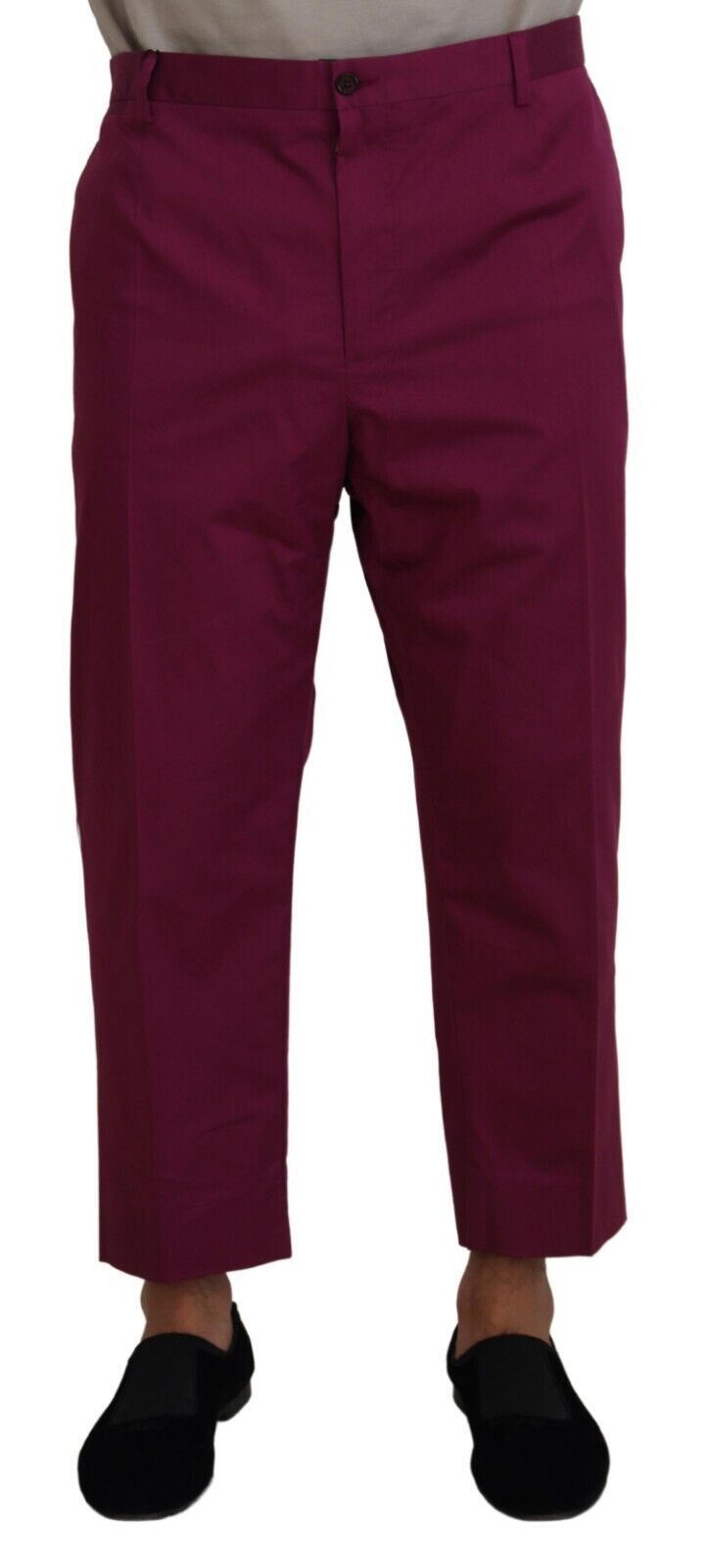 Dolce & Gabbana – Magentafarbene Baumwollhose mit DG-Logo und Tasche