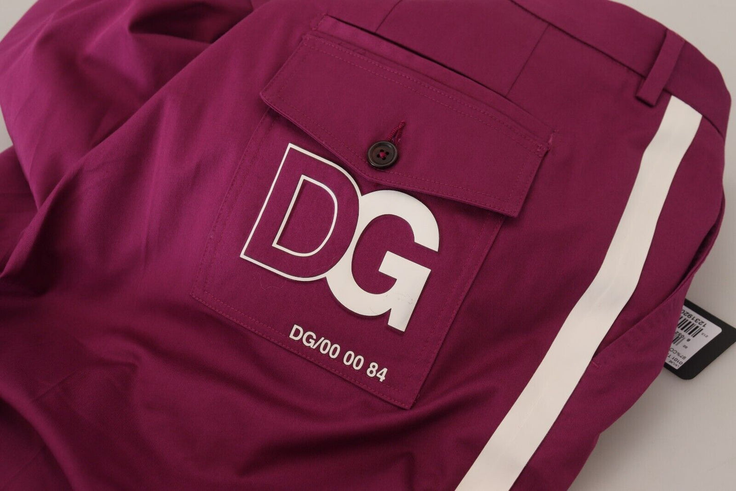 Dolce & Gabbana – Magentafarbene Baumwollhose mit DG-Logo und Tasche