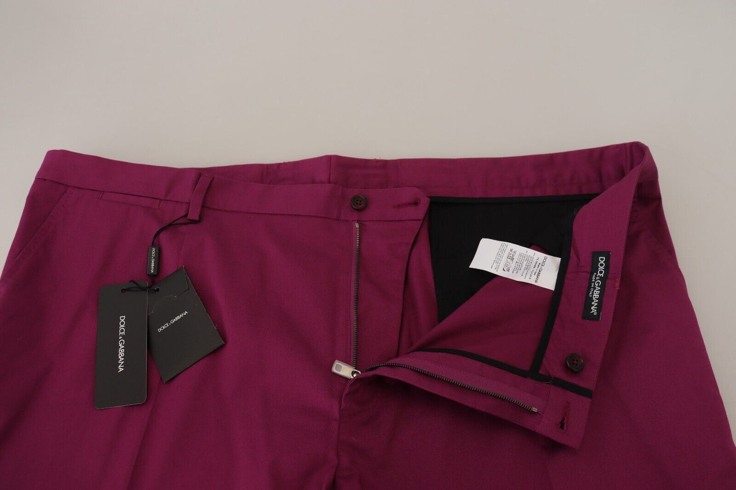 Dolce & Gabbana – Magentafarbene Baumwollhose mit DG-Logo und Tasche