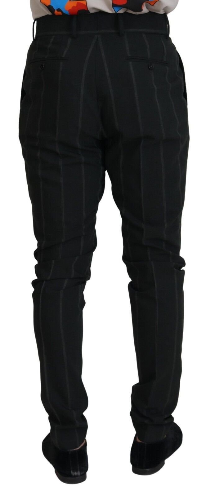 Dolce & Gabbana Schwarz gestreifte Herrenhose Baumwollhose