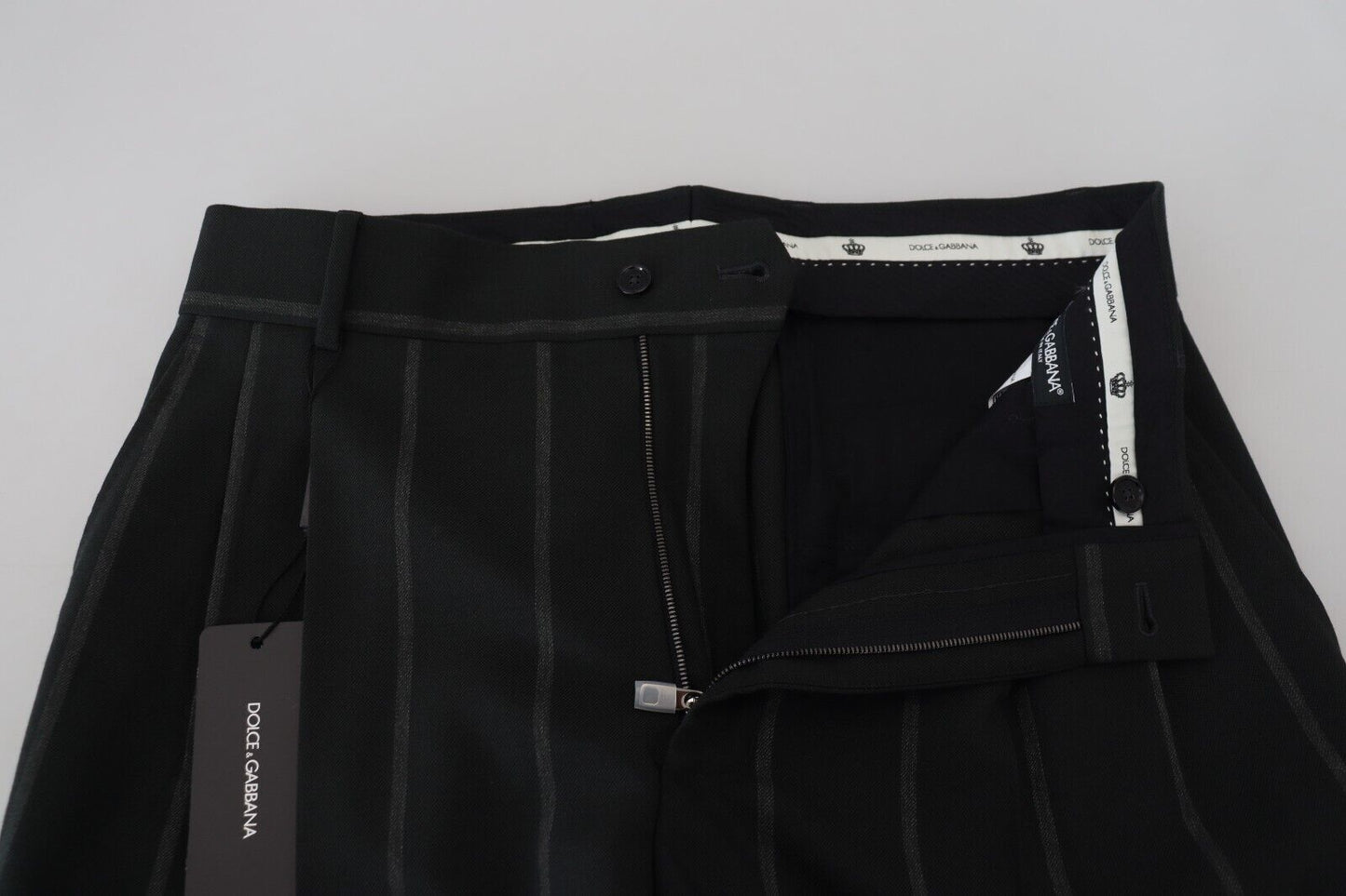 Dolce & Gabbana Schwarz gestreifte Herrenhose Baumwollhose