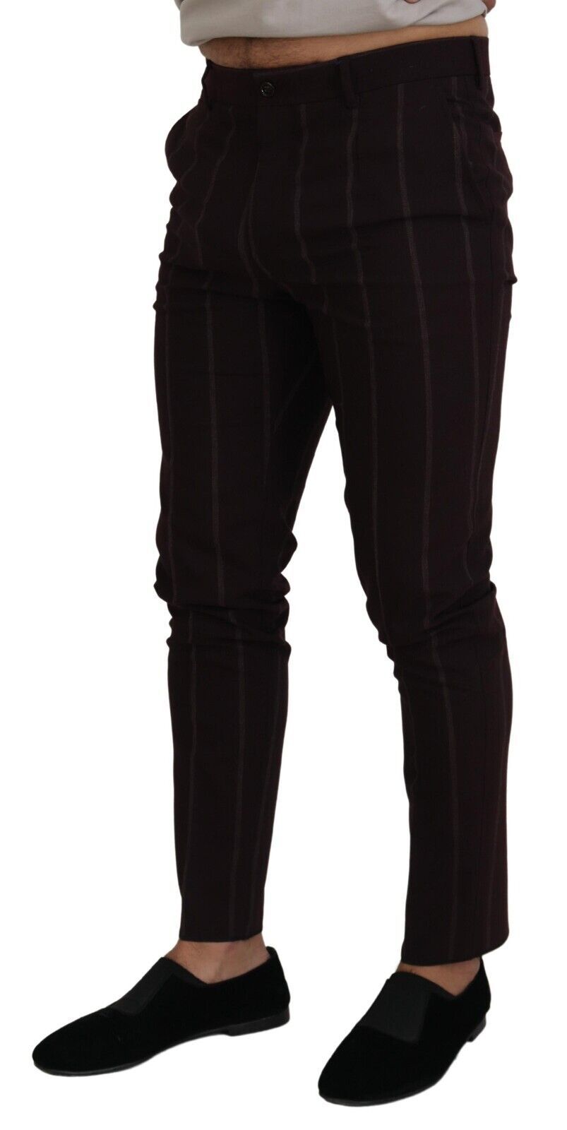 Dolce & Gabbana Braun gestreifte Herrenhose Baumwollhose