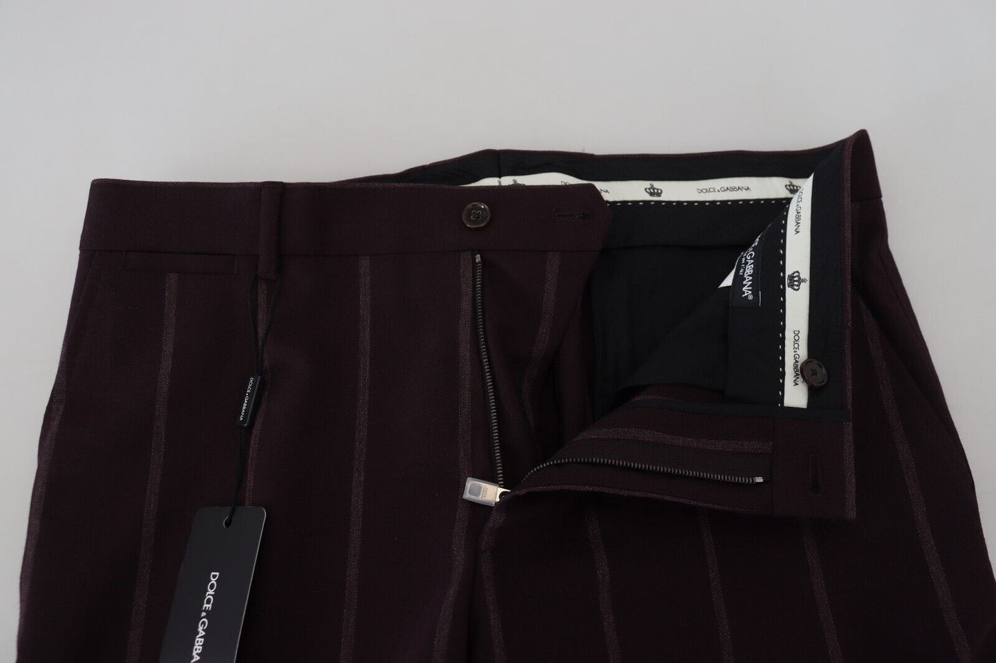 Dolce & Gabbana Braun gestreifte Herrenhose Baumwollhose