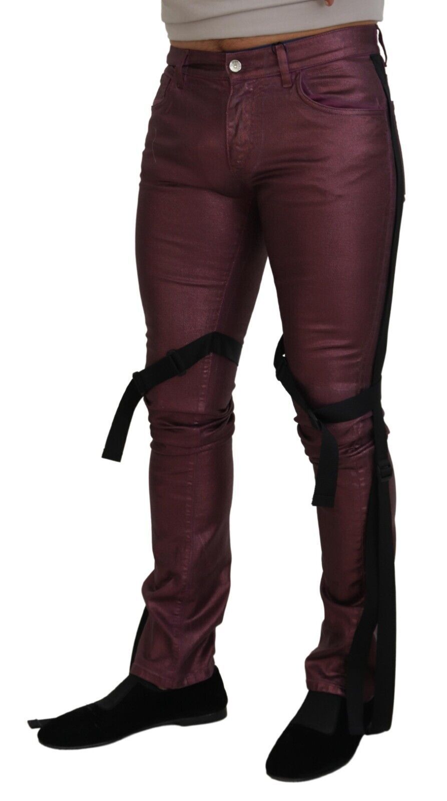 Dolce & Gabbana Magenta Baumwolle Herren Casual Harness Denim Jeans