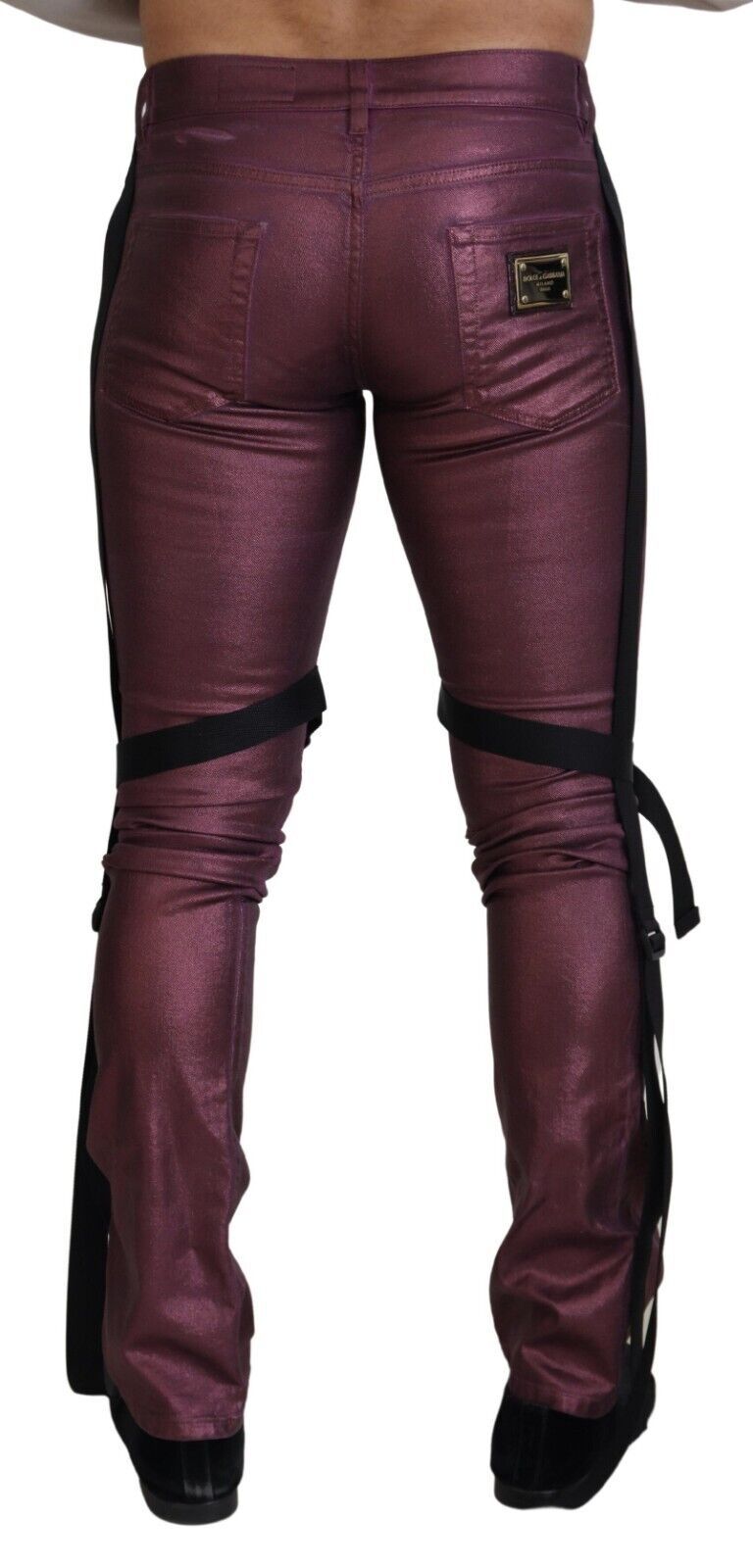 Dolce & Gabbana Magenta Baumwolle Herren Casual Harness Denim Jeans