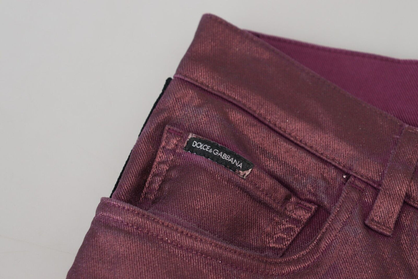 Dolce & Gabbana Magenta Baumwolle Herren Casual Harness Denim Jeans