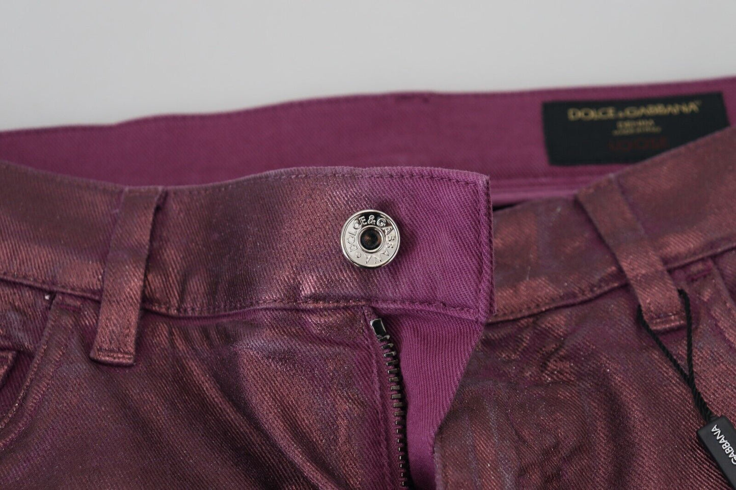 Dolce & Gabbana Magenta Baumwolle Herren Casual Harness Denim Jeans