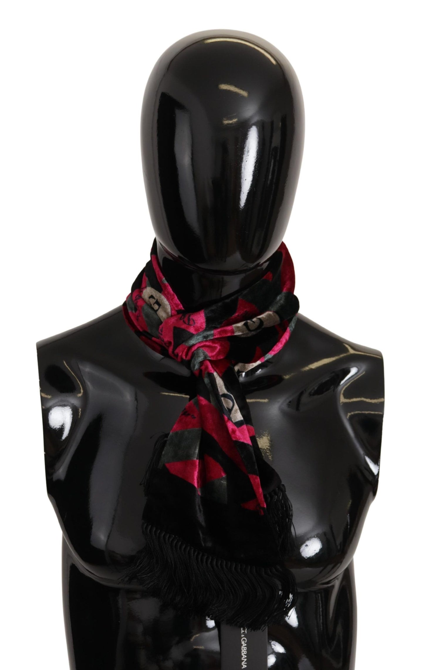 Dolce & Gabbana Mehrfarbiger DG-Logo-Print Herren-Schal mit Fransen