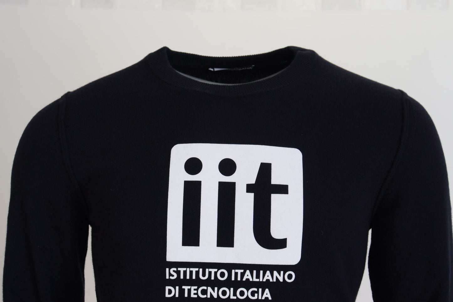 Dolce & Gabbana Blauer Pullover aus Kaschmir mit iit-Print