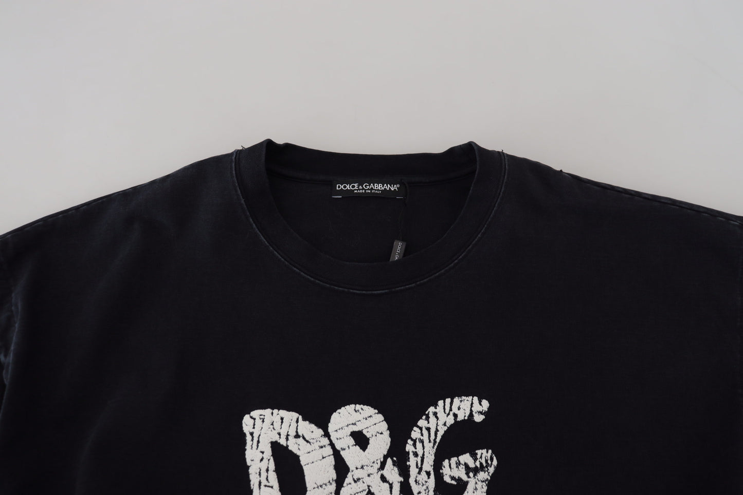 Dolce & Gabbana Schwarzes D&G Fashion Rundhals-Baumwoll-T-Shirt