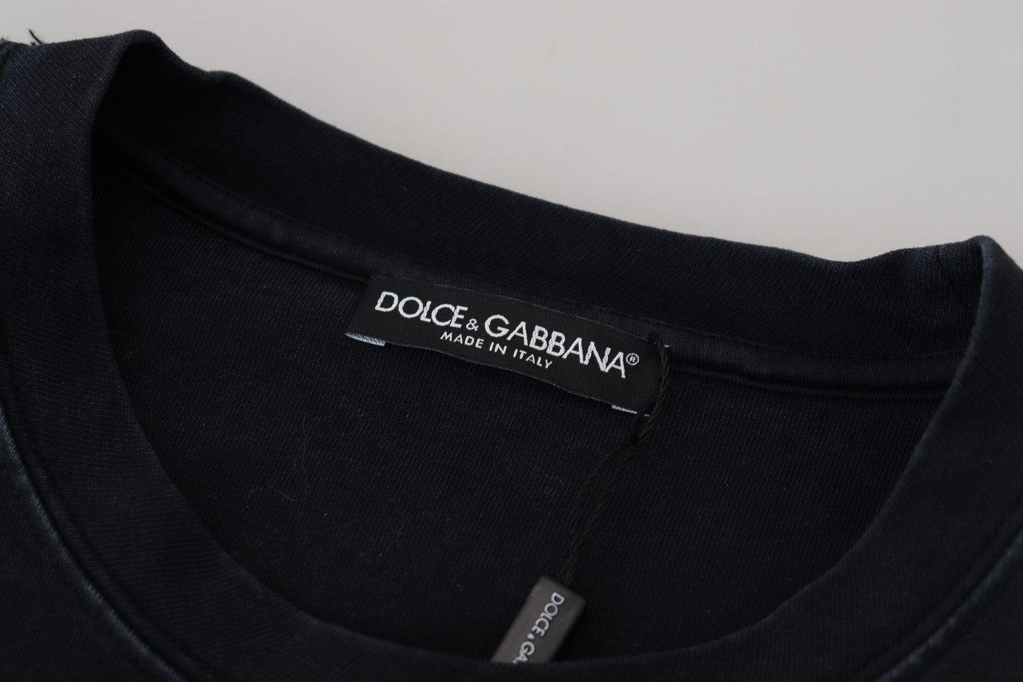 Dolce & Gabbana Schwarzes D&G Fashion Rundhals-Baumwoll-T-Shirt