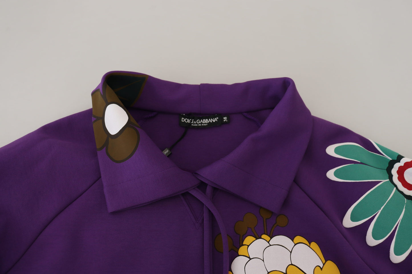 Dolce & Gabbana Lilafarbener Baumwollpullover mit Blumendruck