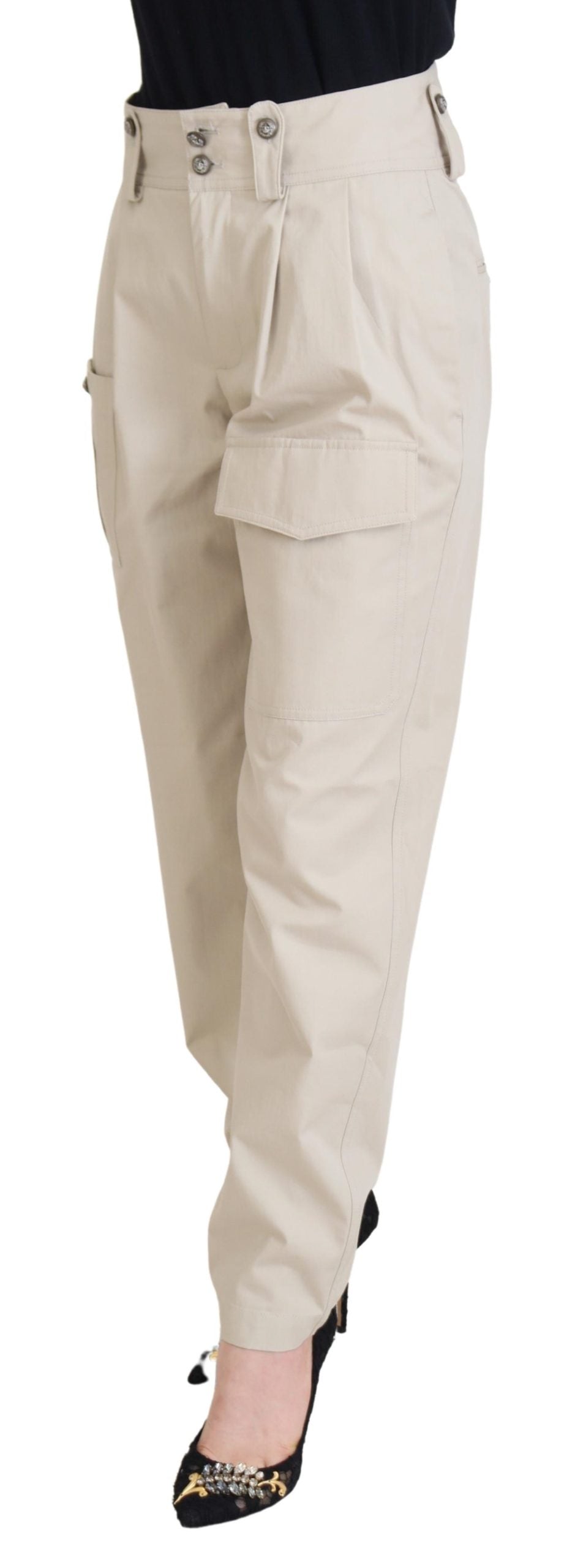Dolce & Gabbana Beige High Waist Damenhose