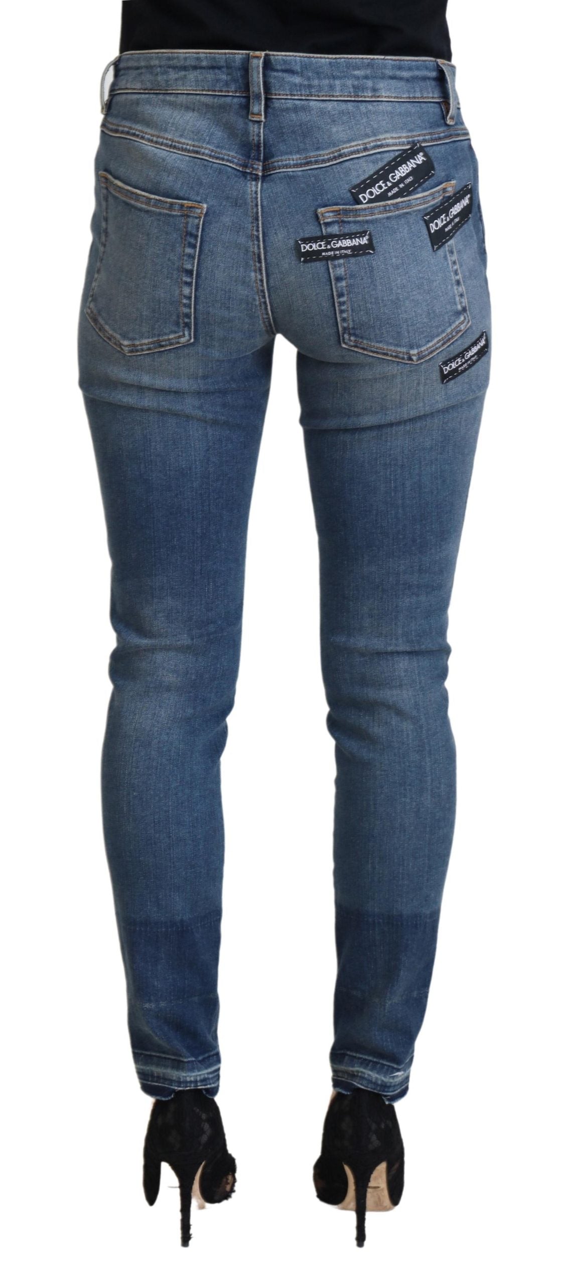 Dolce & Gabbana Blaue Jeans aus zerfetztem Baumwolldenim mit verwaschener Optik
