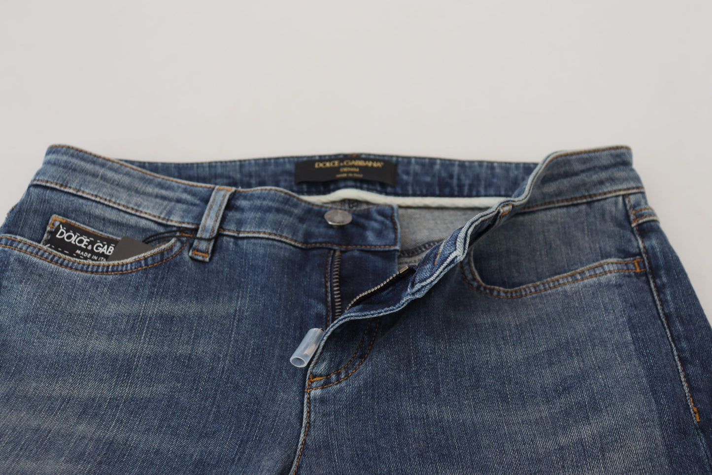 Dolce & Gabbana Blaue Jeans aus zerfetztem Baumwolldenim mit verwaschener Optik