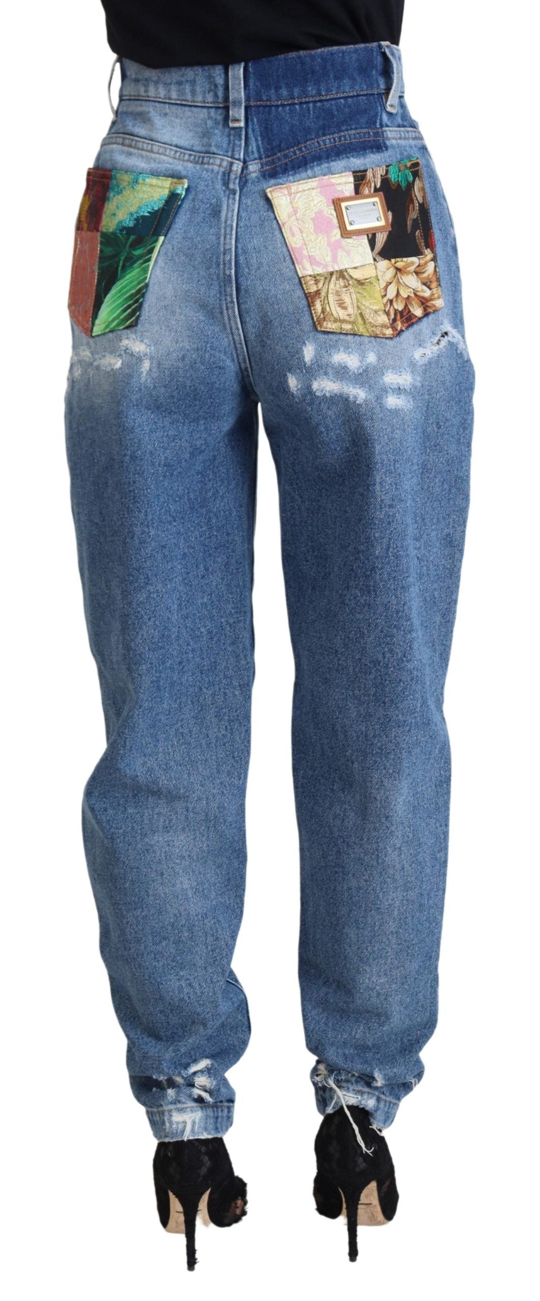 Dolce & Gabbana Blaue Jeans aus zerfetztem Baumwolldenim mit verwaschener Optik