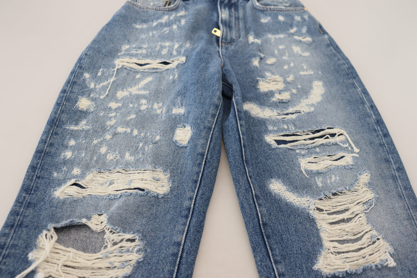 Dolce & Gabbana Blaue Jeans aus zerfetztem Baumwolldenim mit verwaschener Optik