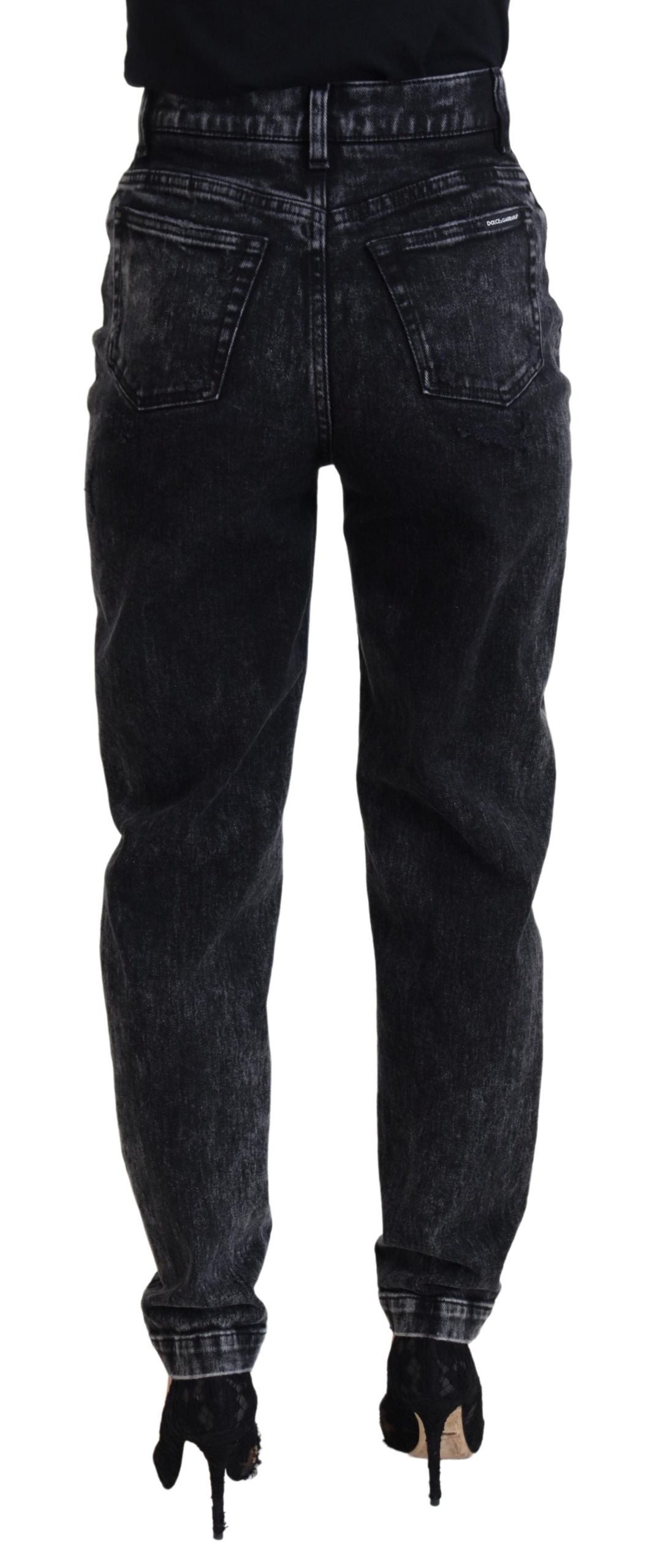 Dolce & Gabbana – Schwarze Jeans aus gewaschener Baumwolle mit hoher Taille