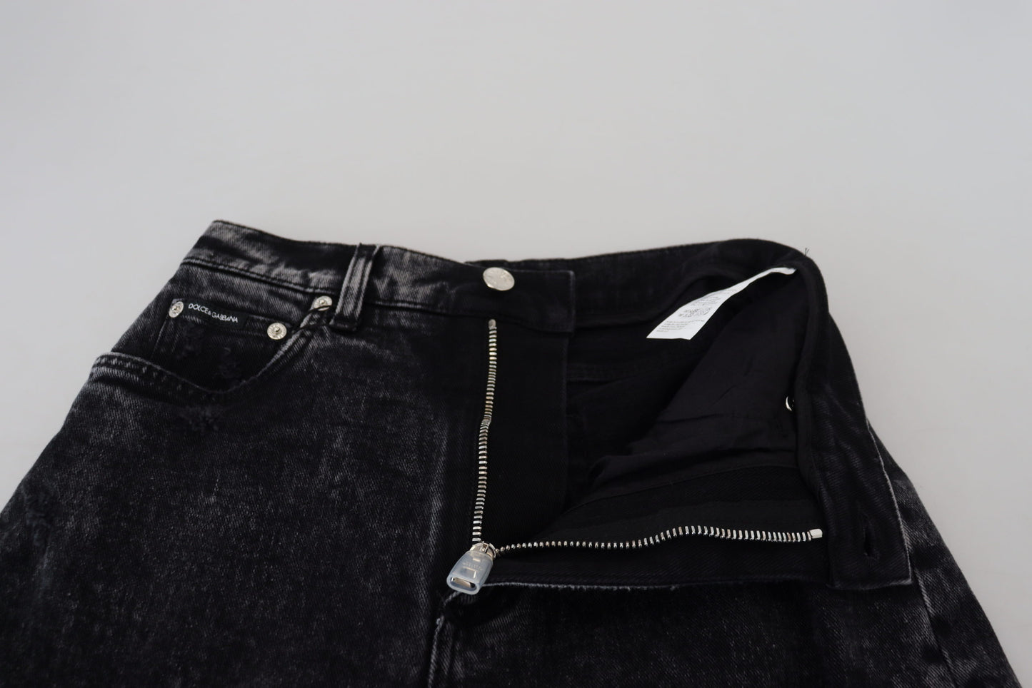 Dolce & Gabbana – Schwarze Jeans aus gewaschener Baumwolle mit hoher Taille