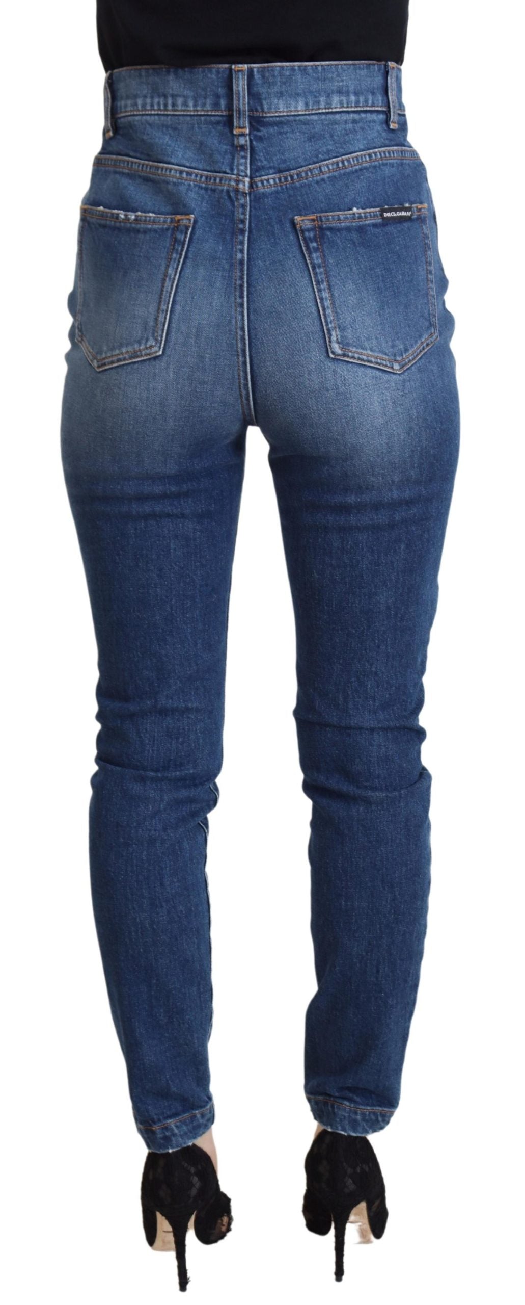 Dolce & Gabbana – Blaue Skinny-Jeans aus Baumwolle mit hoher Taille