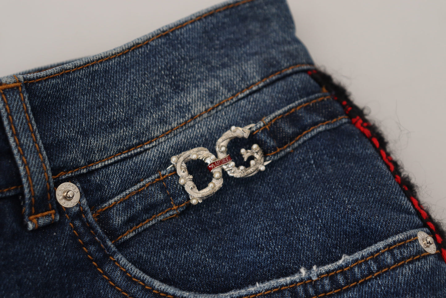 Dolce & Gabbana – Blau karierte Skinny-Jeans