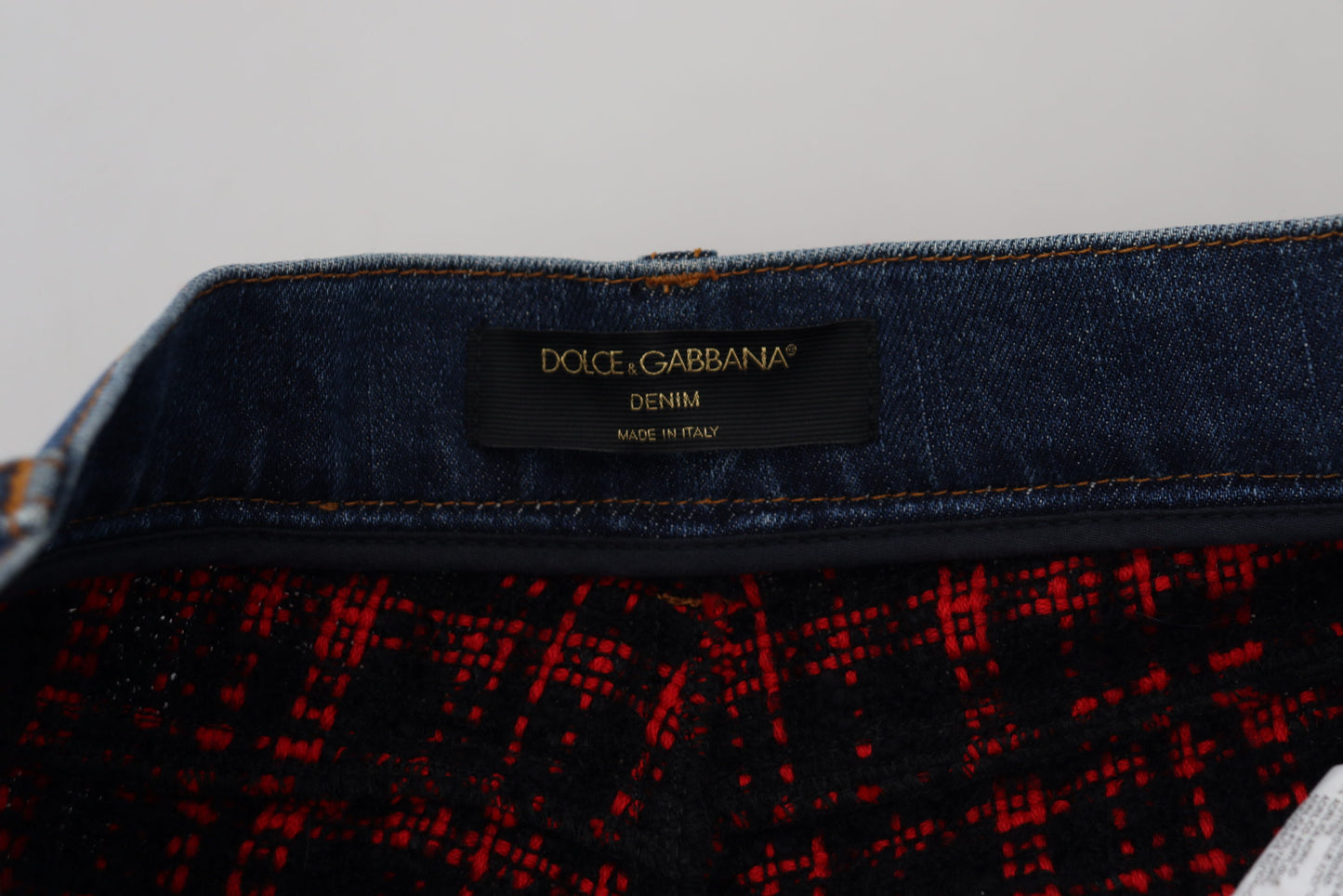 Dolce & Gabbana – Blau karierte Skinny-Jeans