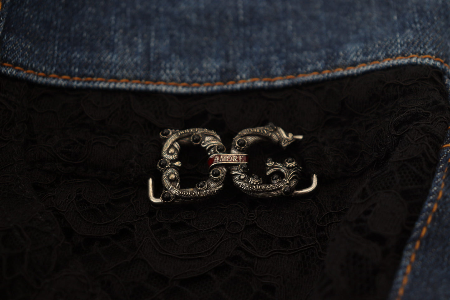 Dolce & Gabbana – Schwarze Skinny-Jeans mit Blumenmuster und Spitzenfront