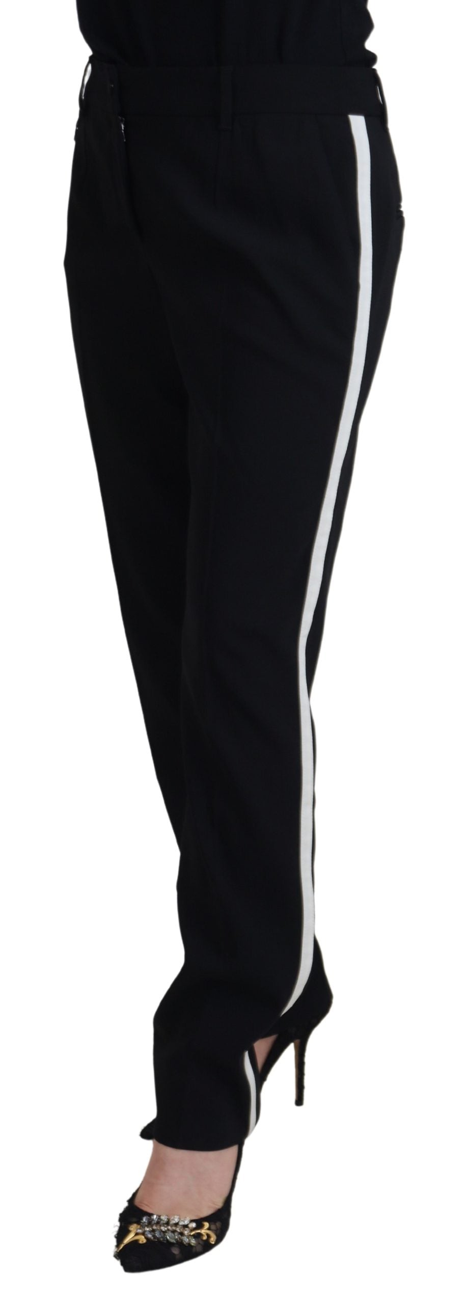 Dolce & Gabbana Schwarze konische Wollhose für Damen
