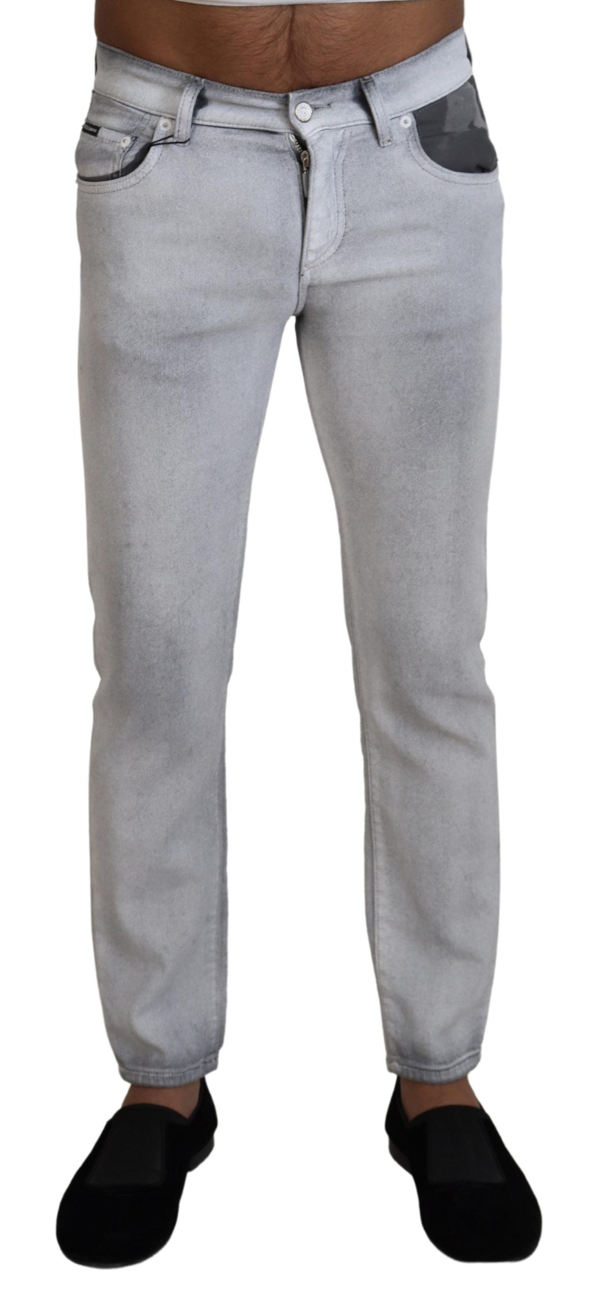Dolce & Gabbana Grau verwaschene Skinny Jeans für Herren