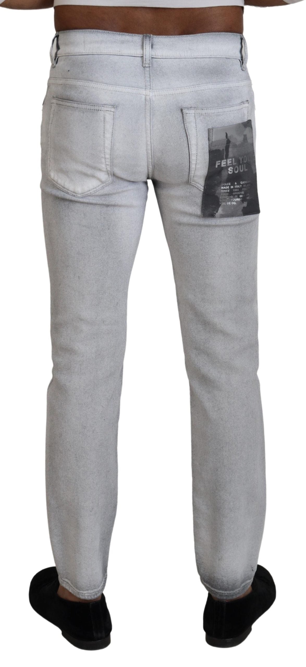 Dolce & Gabbana Grau verwaschene Skinny Jeans für Herren