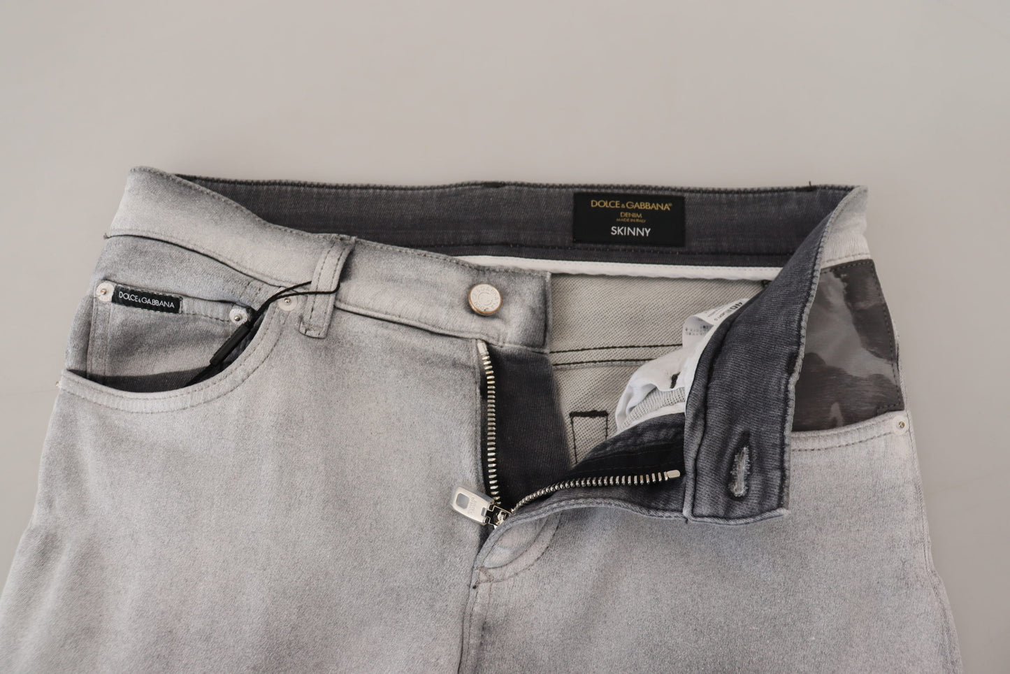 Dolce & Gabbana Grau verwaschene Skinny Jeans für Herren