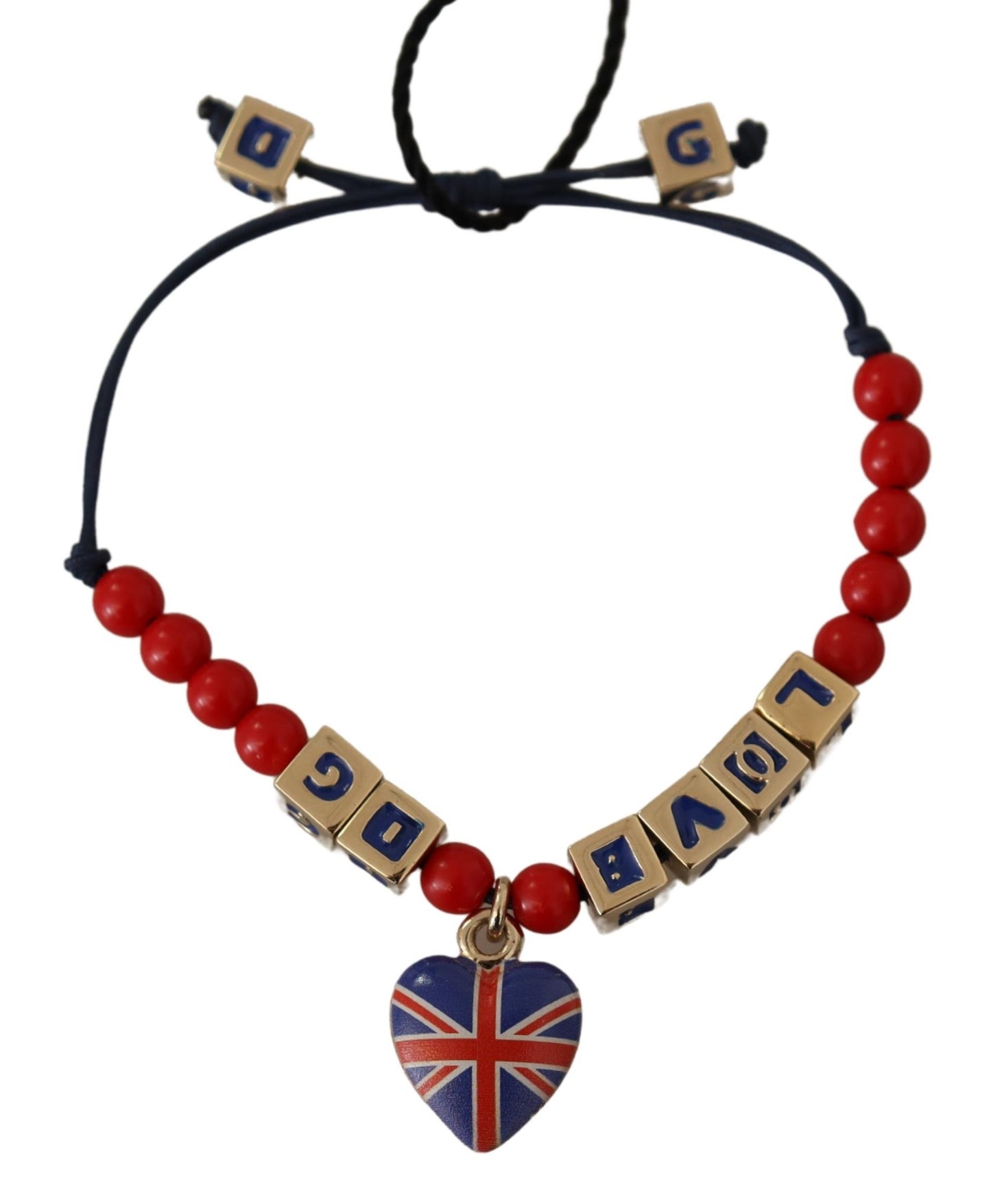 Dolce & Gabbana Armband mit rot-blauen Perlen und der Flagge „DG LOVES LONDON“