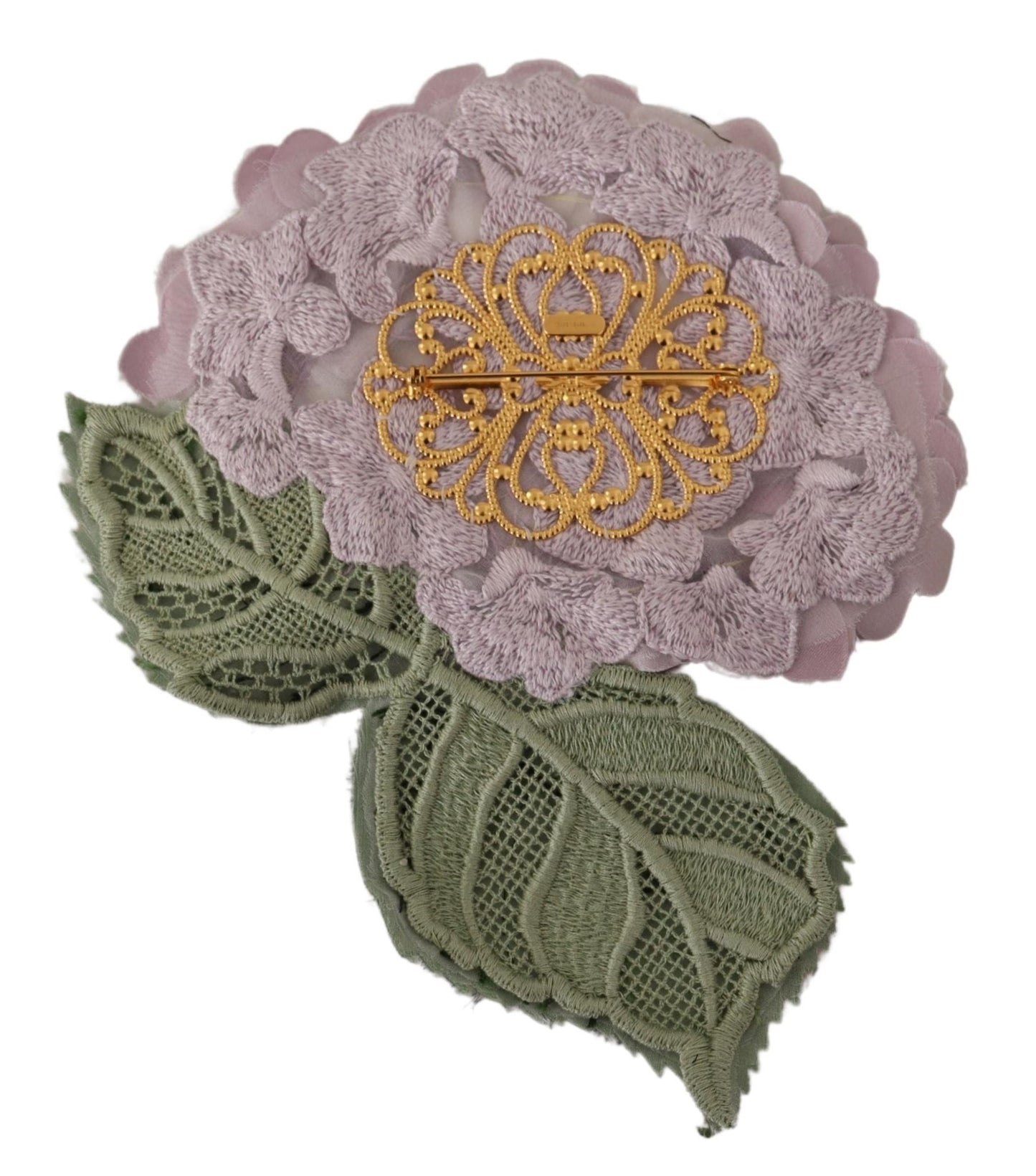 Dolce & Gabbana Damen-Brosche aus Messing mit Blumenmuster in Lila und Gold