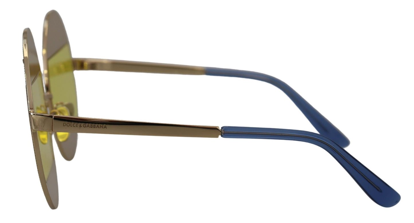Dolce & Gabbana – DG2209B – Sonnenbrille mit ovalen Metallkristallen in Gold